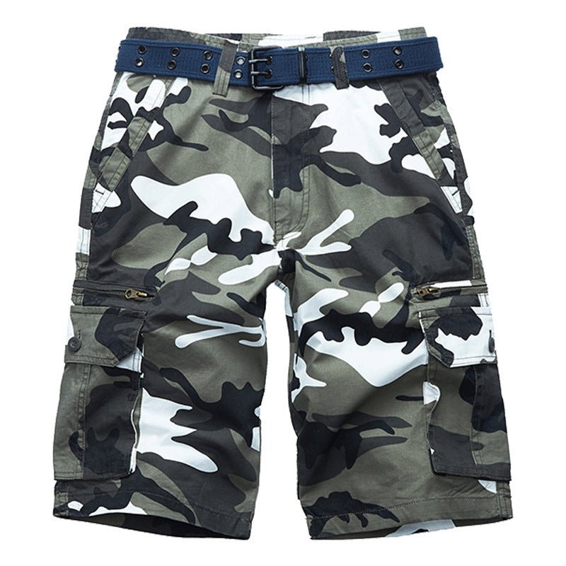 Men's Casual Beach Camo Shorts, full-length view