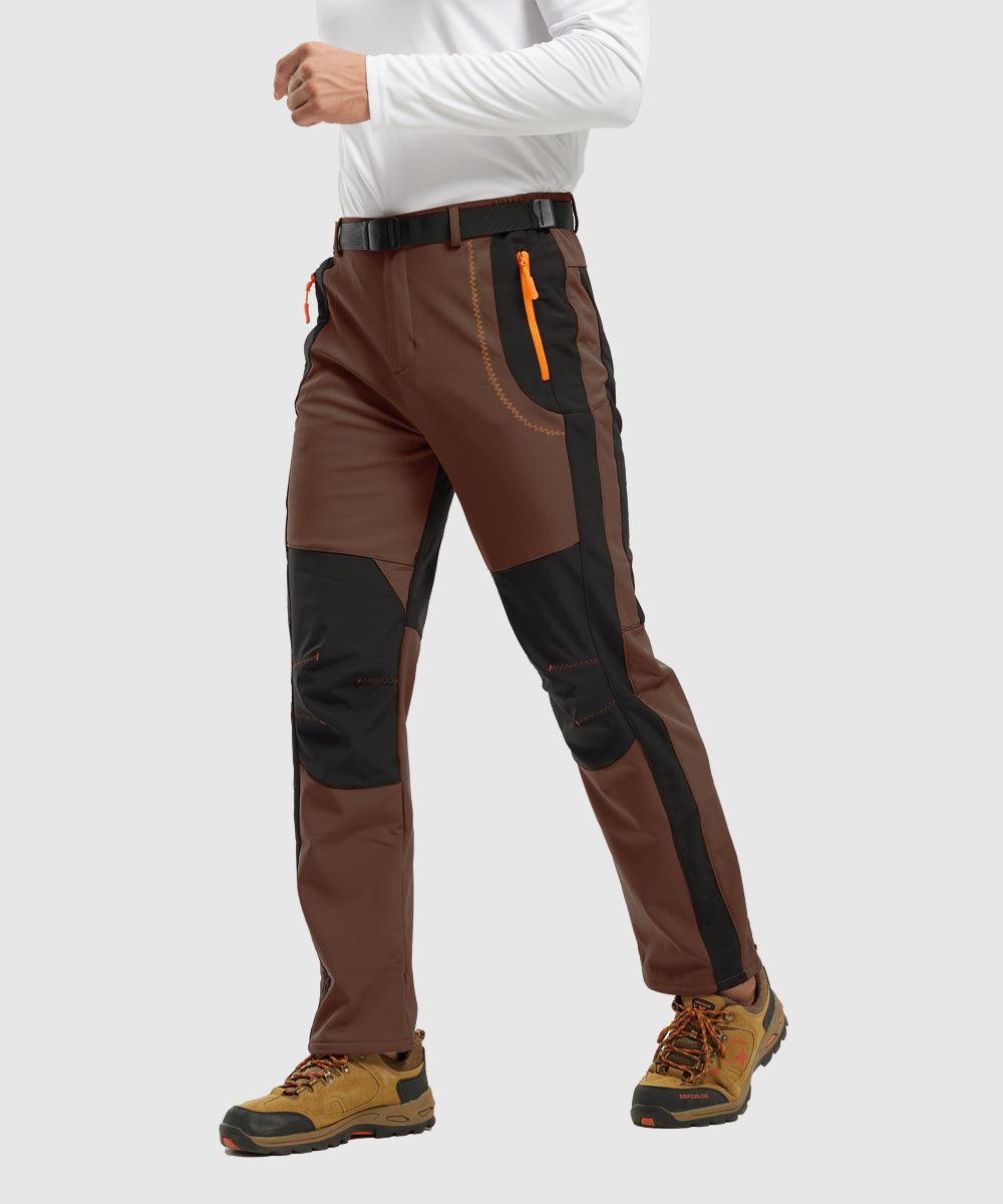Men's Water-Resistant Fleece-Lined Snow Ski Pants, full-length view