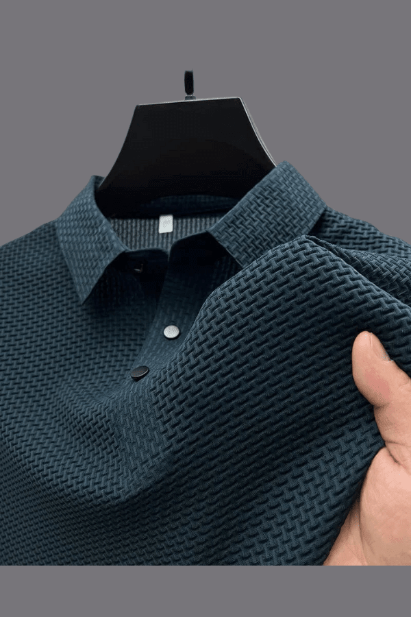 Men's Lightweight Breathable Waffle Knit Polo, fit view