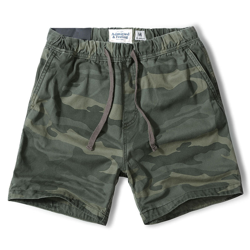 Men's Outdoor Leisure Elastic-Waist Beach Shorts, full-length view