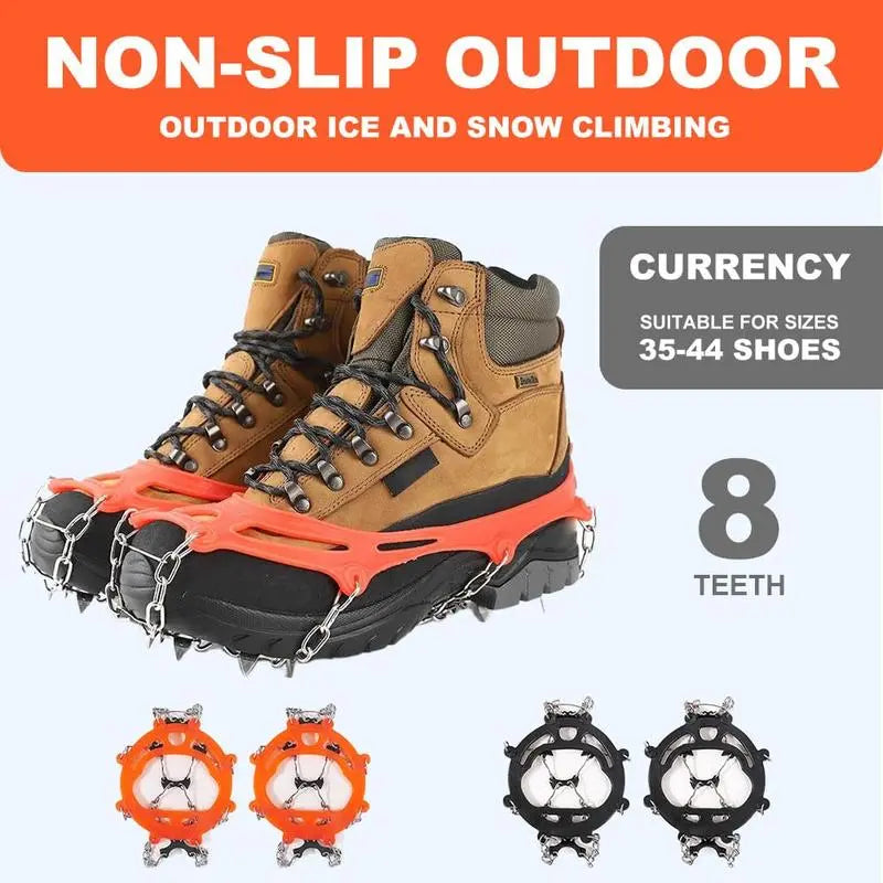Ice Cleats for Shoes & Boots – 8-Spike Anti-Slip Snow & Ice Traction Grips for Walking & Hiking