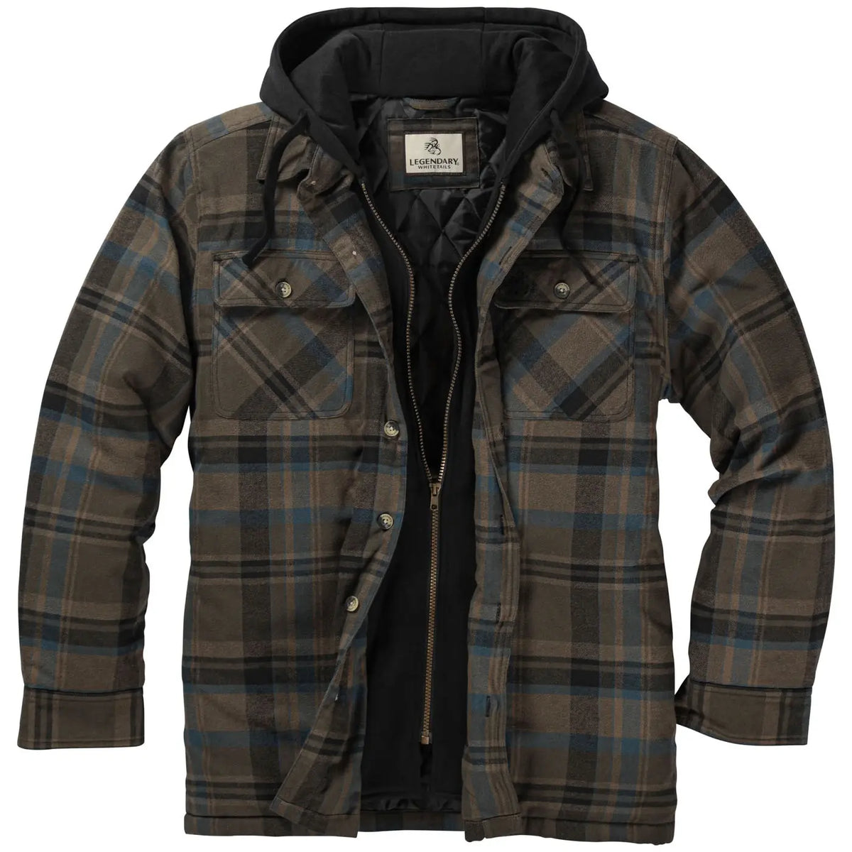Men's Insulated Hooded Flannel Shirt Jacket – Quilted Lining, S–5XL
