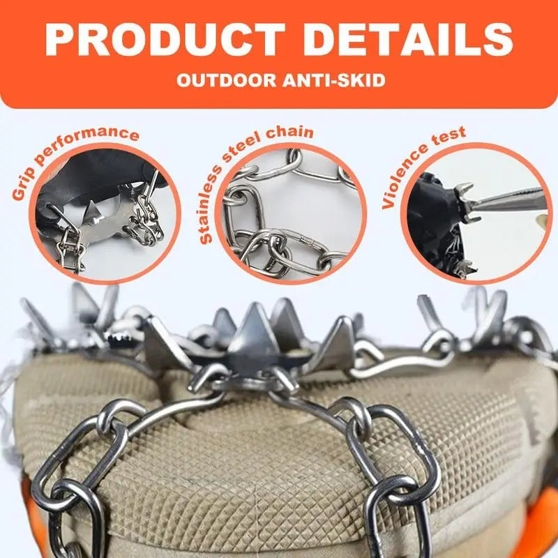 Ice Cleats for Shoes & Boots – 8-Spike Anti-Slip Snow & Ice Traction Grips for Walking & Hiking