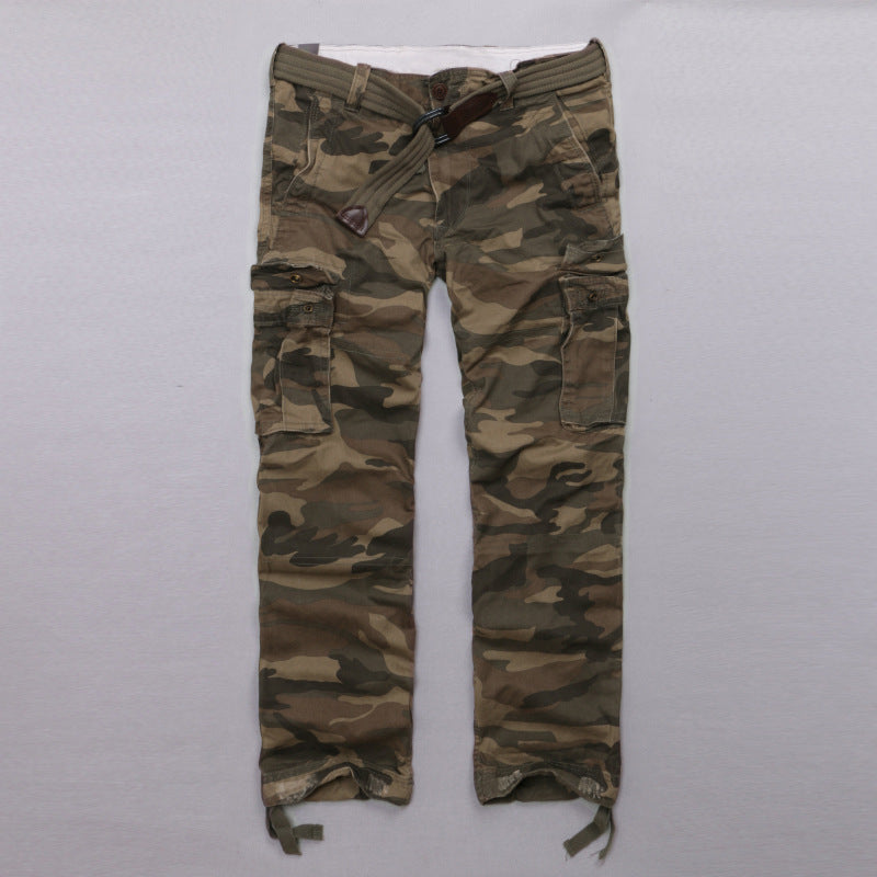 Casual Camo Military Multi-pocket Men's Straight Pants, side view