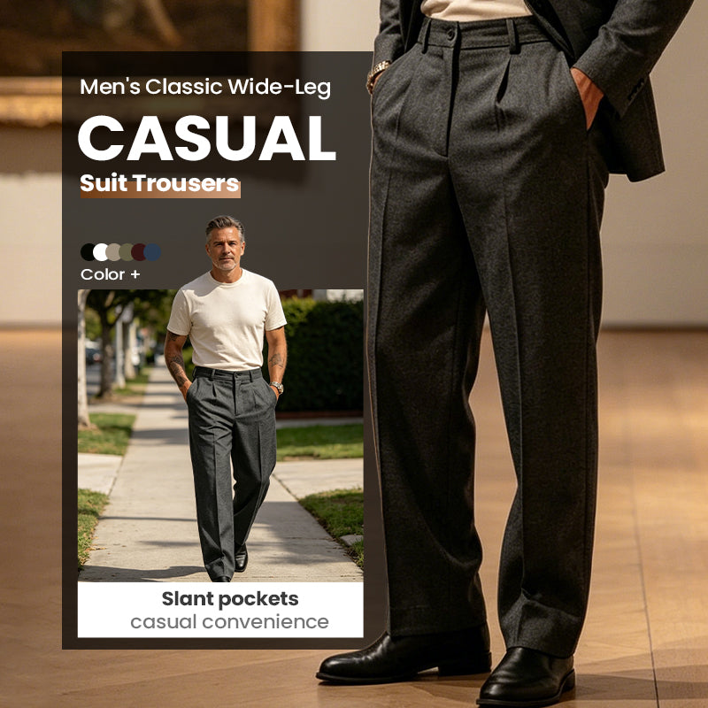 Men's Wide-Leg Pants Breezy Pleats, Effortless Pull-On, front view