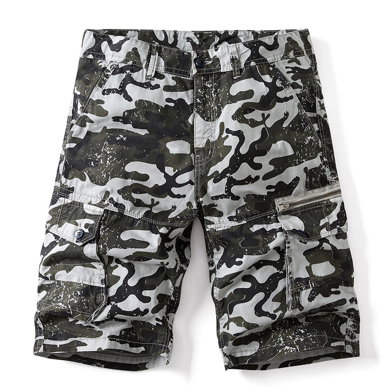 Men's Camo Loose Multi-Pocket Shorts, waist detail