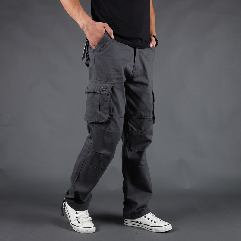Men's Loose Multi-Pocket Cargo Pants, worn lifestyle shot