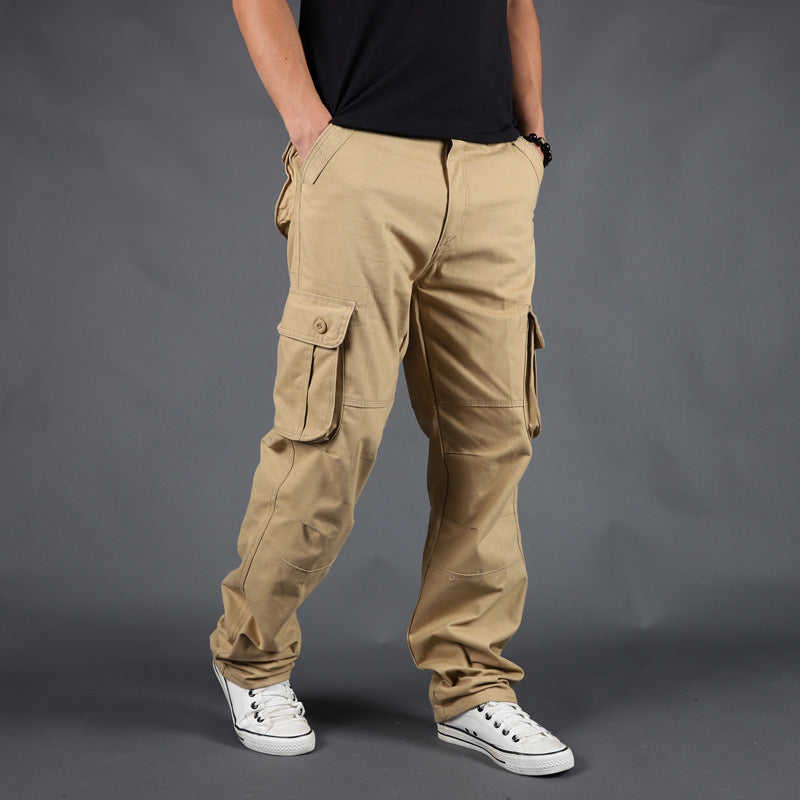 Men's Loose Multi-Pocket Cargo Pants, full-length view