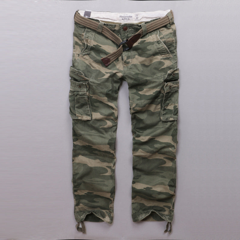 Casual Camo Military Multi-pocket Men's Straight Pants, detail view