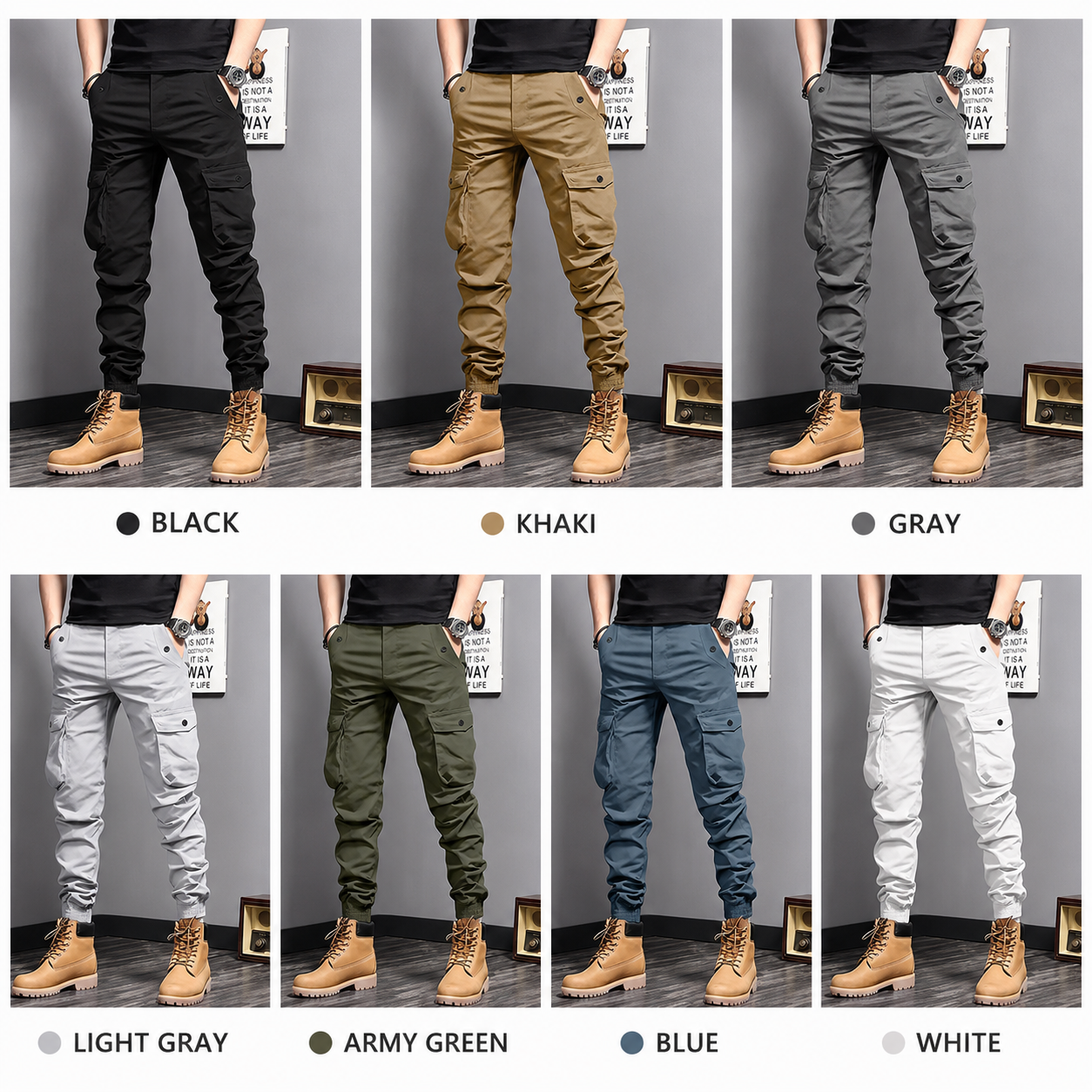 Men's Multi-Color Cargo Joggers Tactical Workwear