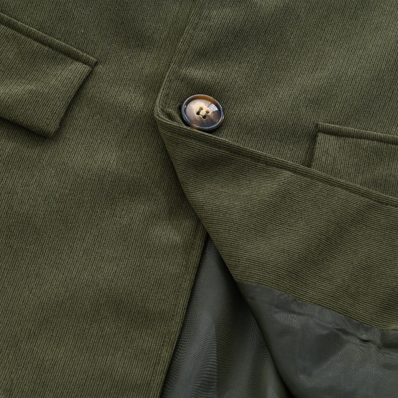 Men's Corduroy Stand Collar Jacket – Single Breasted, Slim Fit, S–3XL