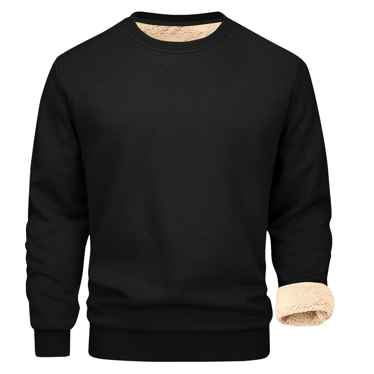 Men's Sherpa Fleece Lined Crewneck Sweatshirt - Thick Warm Loose Fit Winter Pullover, M-5XL