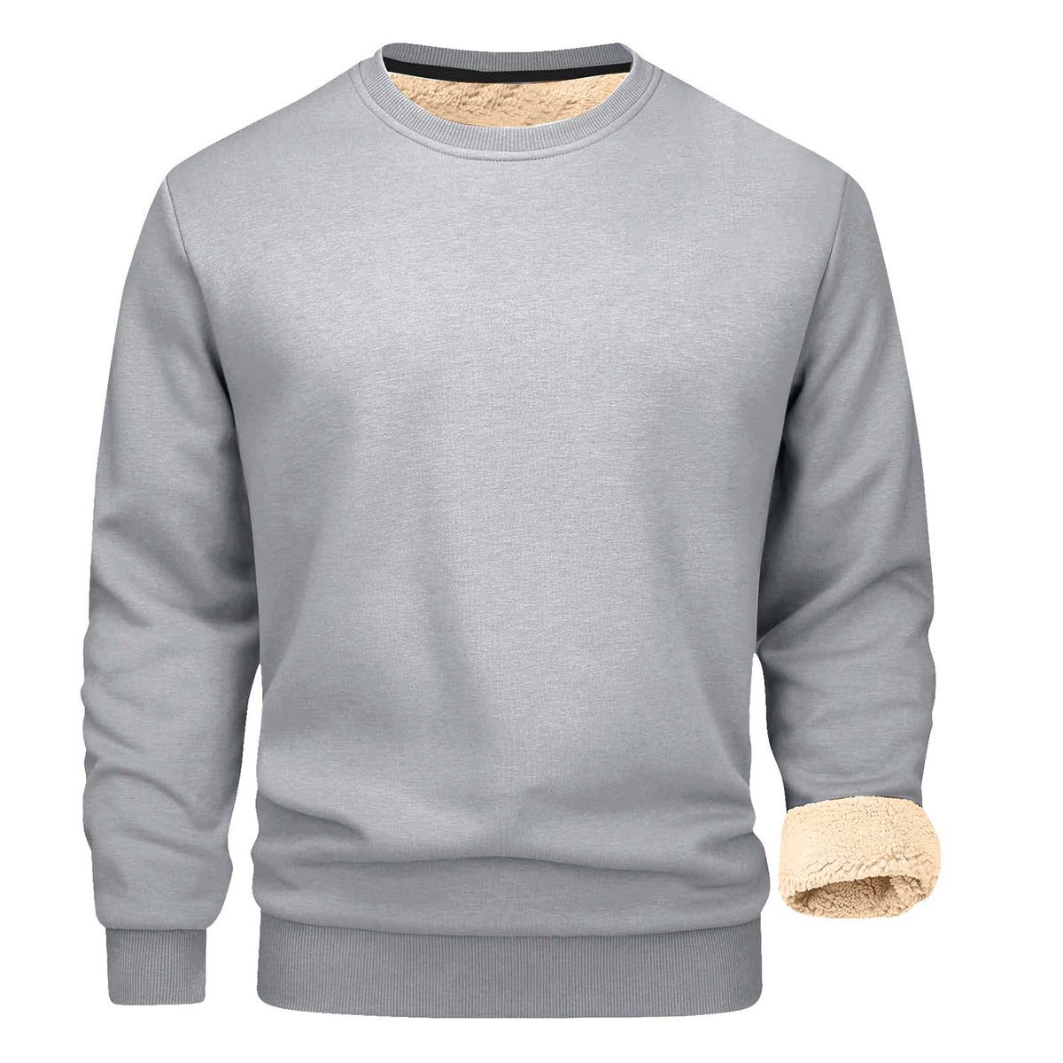 Men's Sherpa Fleece Lined Crewneck Sweatshirt - Thick Warm Loose Fit Winter Pullover, M-5XL