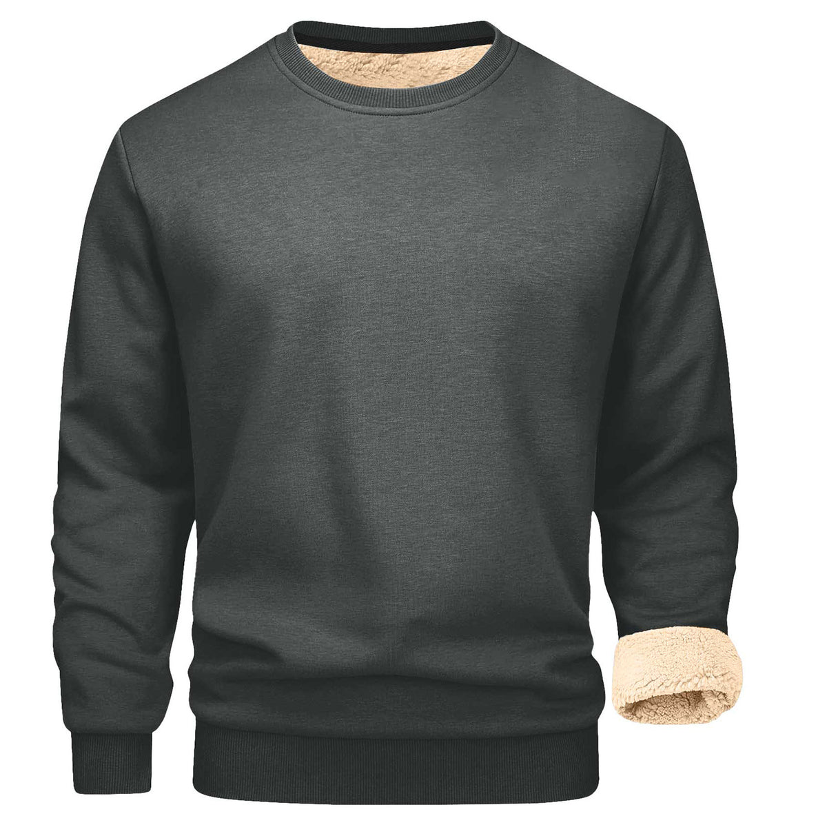 Men's Sherpa Fleece Lined Crewneck Sweatshirt - Thick Warm Loose Fit Winter Pullover, M-5XL