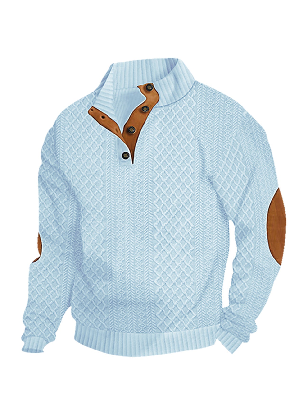 Men's Stand Collar Jacquard Knit Sweatshirt | Long Sleeve Pullover