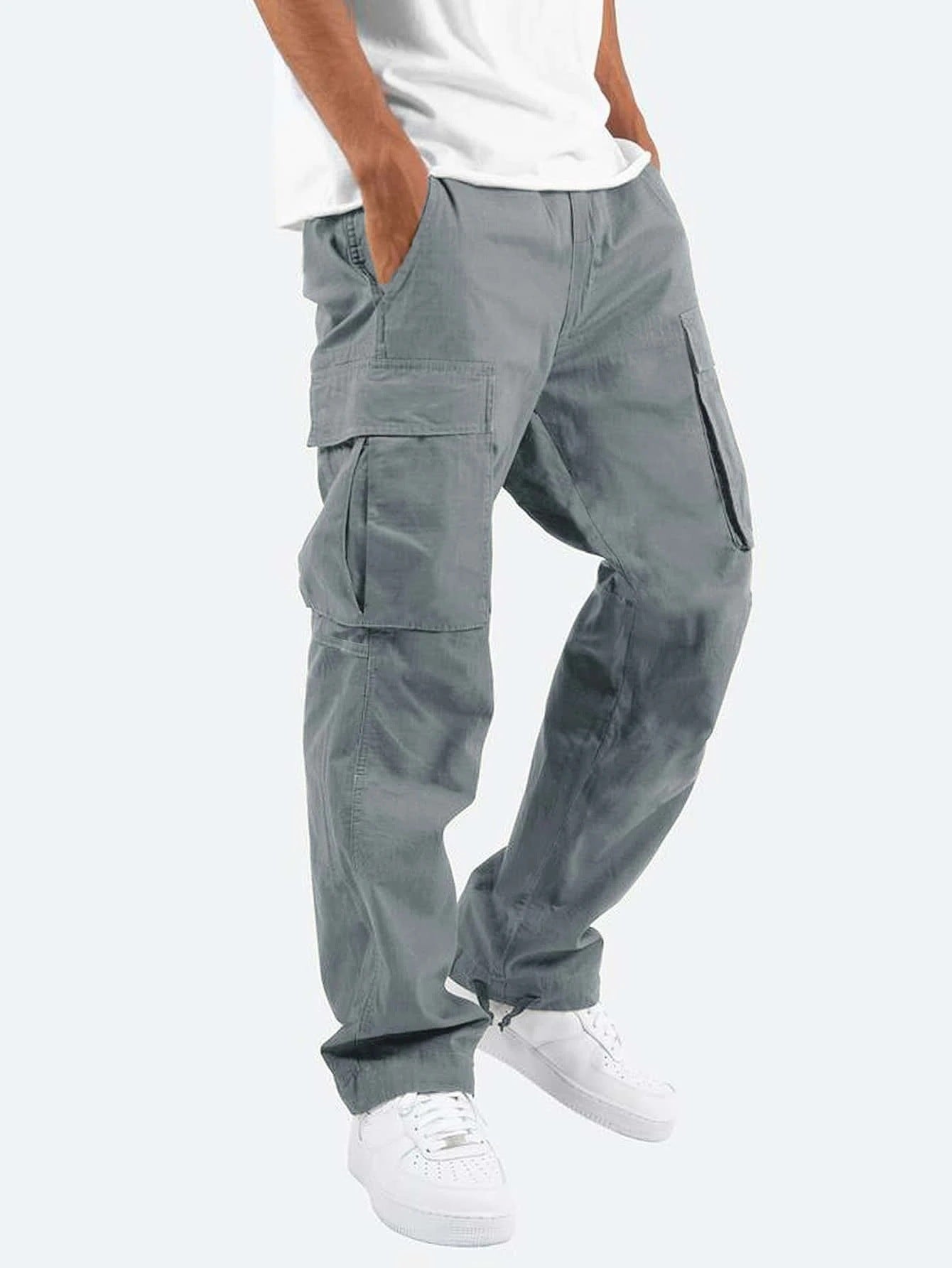 Men's Military-Inspired Multi-Pocket Cargo Pants, fabric detail