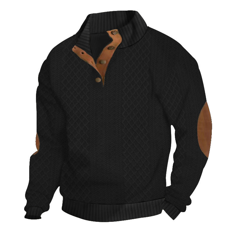 Men's Stand Collar Jacquard Knit Sweatshirt | Long Sleeve Pullover