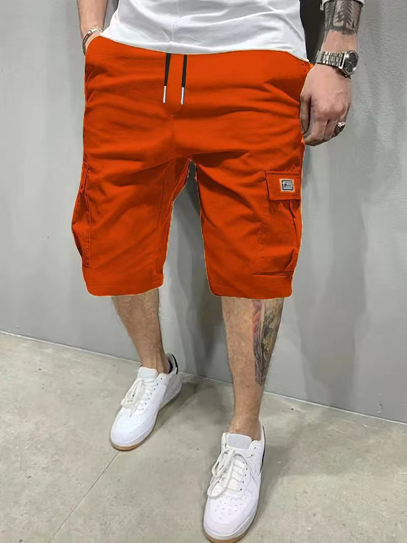 Tactical multi-pocket cargo shorts men's full-length view