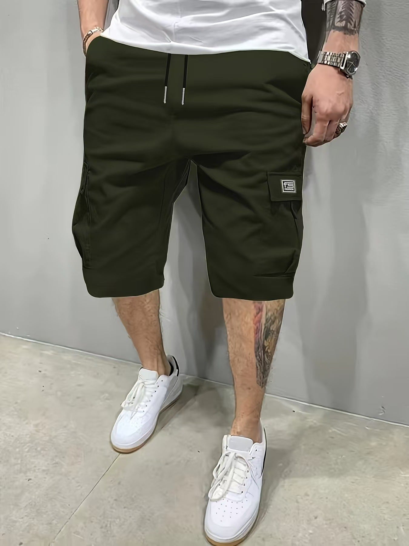 Washed cotton twill tactical cargo shorts color options