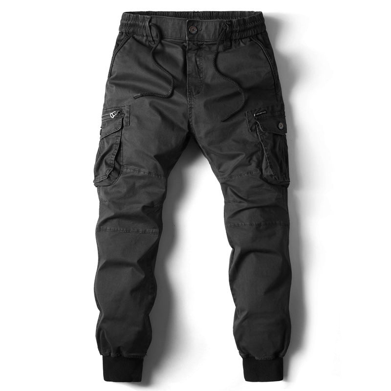 Men's Multi-Pocket Elastic-Cuff Cargo Pants, full-length view