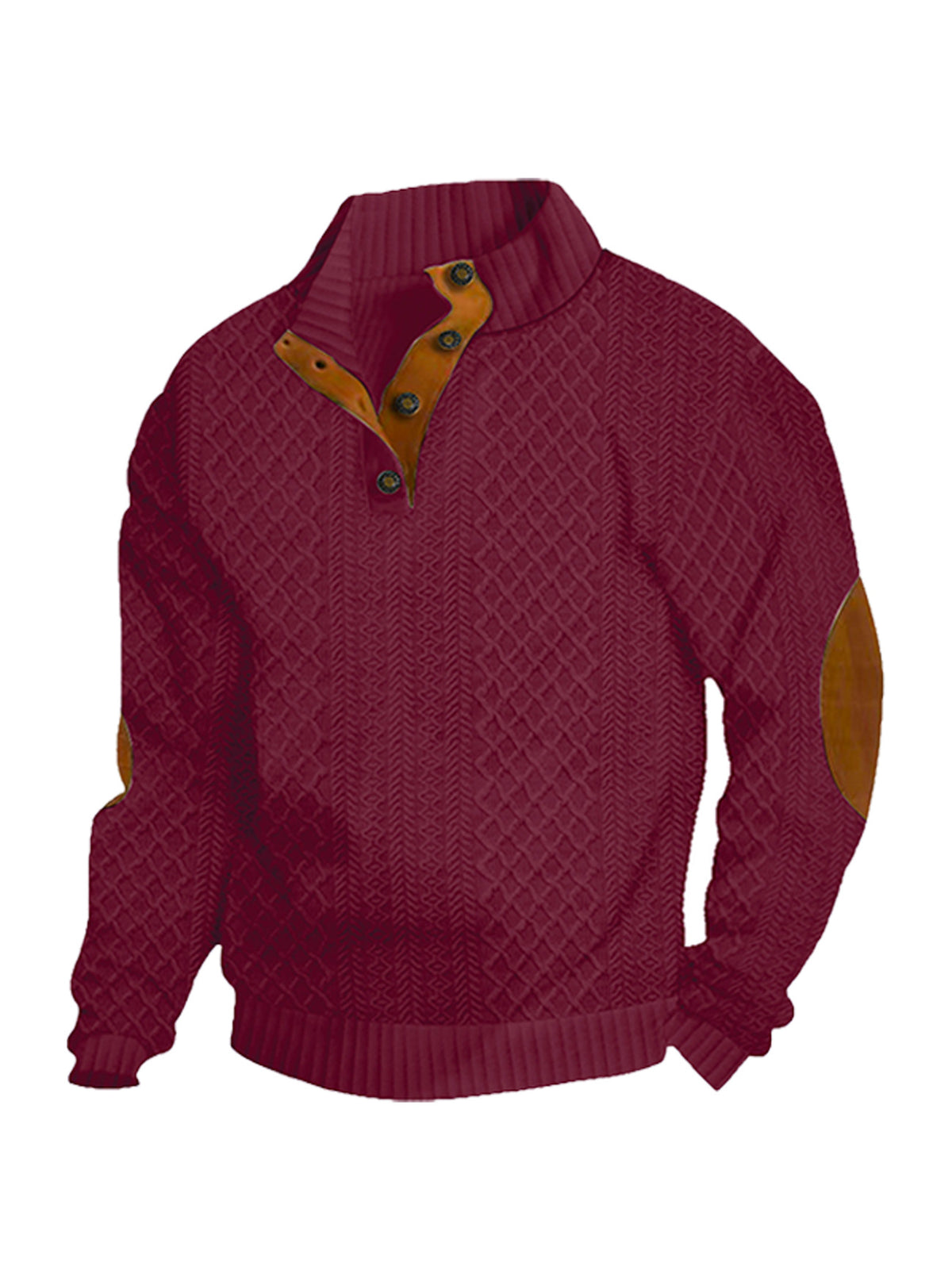 Men's Stand Collar Jacquard Knit Sweatshirt | Long Sleeve Pullover
