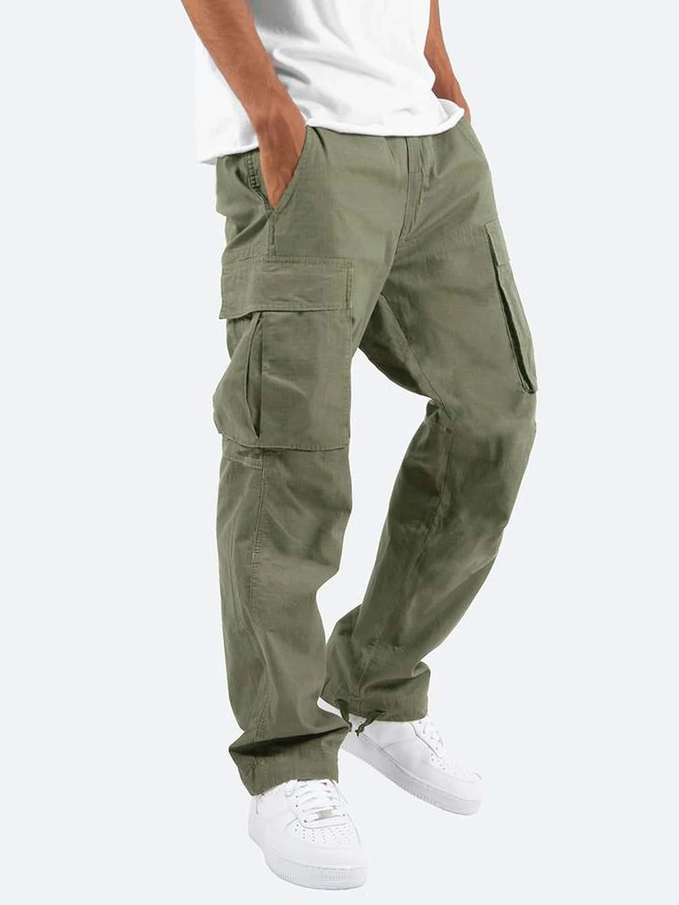 Men's Military-Inspired Multi-Pocket Cargo Pants, back view