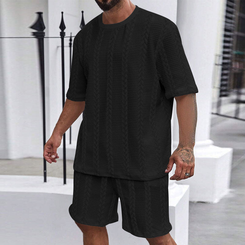 Men's Textured Knit T-Shirt & Shorts Set, back view