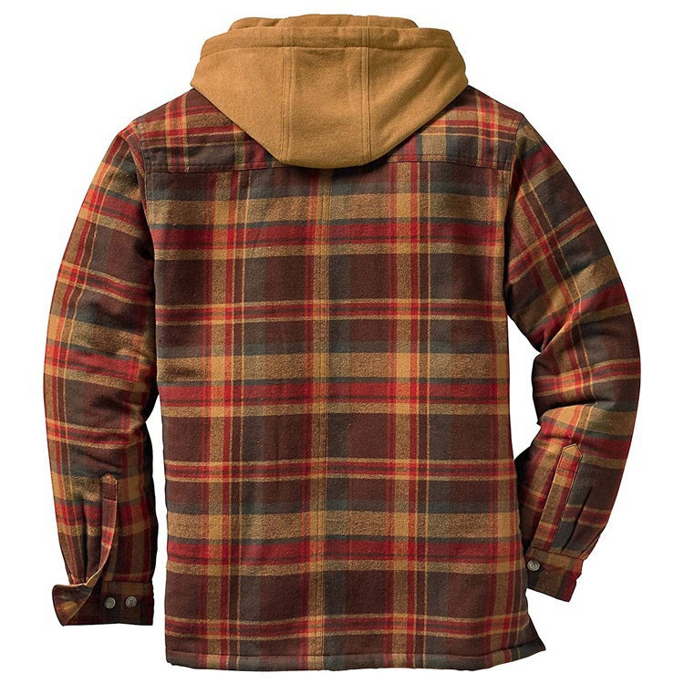 Men's Insulated Hooded Flannel Shirt Jacket – Quilted Lining, S–5XL