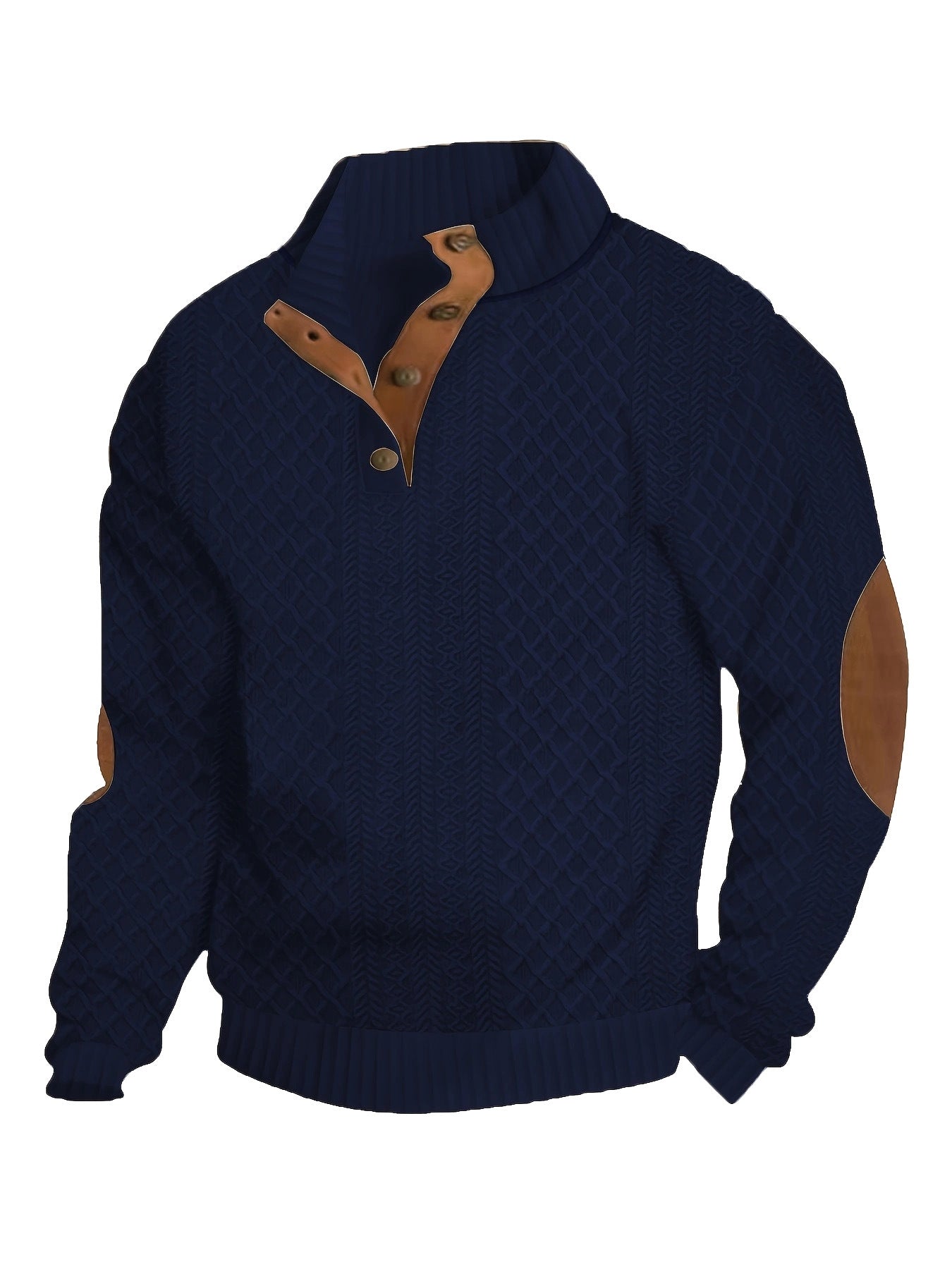 Men's Stand Collar Jacquard Knit Sweatshirt | Long Sleeve Pullover