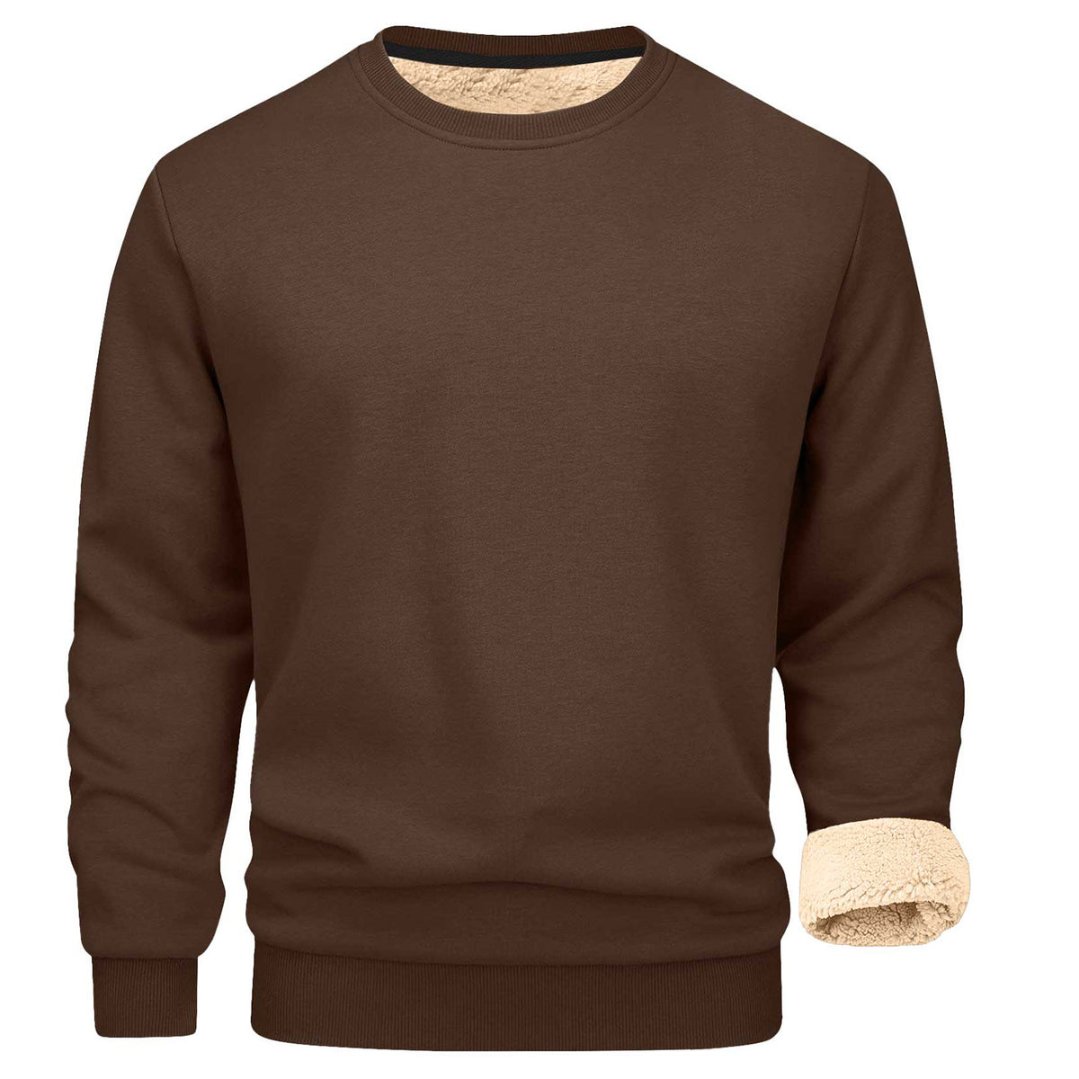 Men's Sherpa Fleece Lined Crewneck Sweatshirt - Thick Warm Loose Fit Winter Pullover, M-5XL
