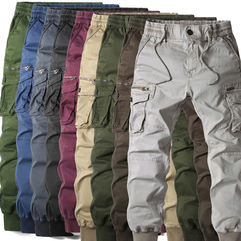 Men's Multi-Pocket Elastic-Cuff Cargo Pants, size and color chart