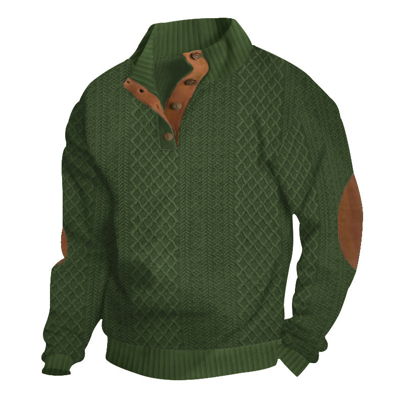 Men's Stand Collar Jacquard Knit Sweatshirt | Long Sleeve Pullover