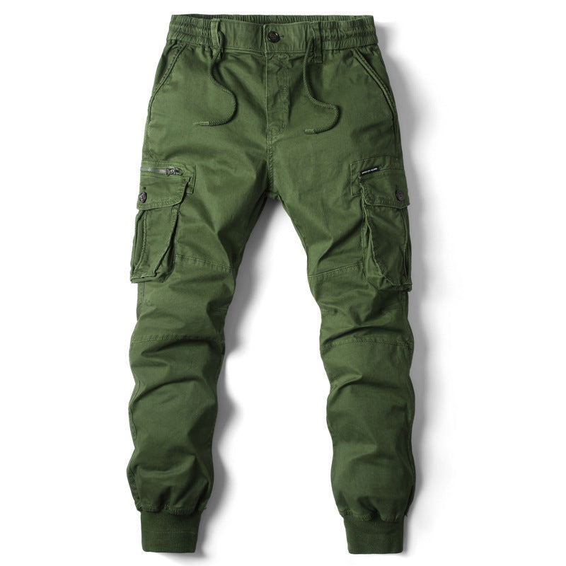 Men's Multi-Pocket Elastic-Cuff Cargo Pants, waist detail