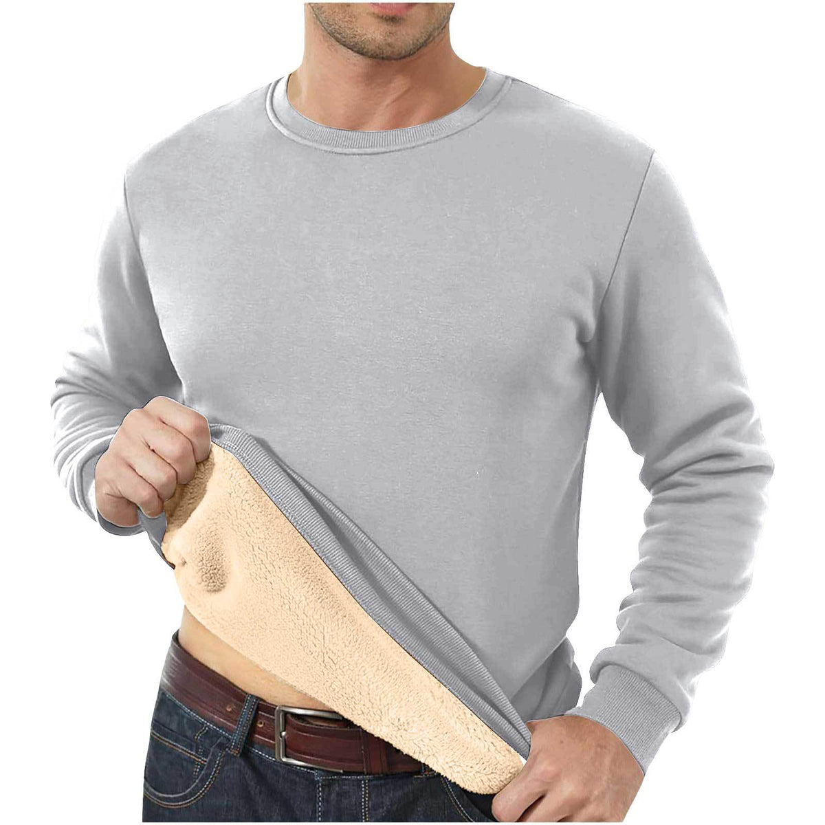 Men's Sherpa Fleece Lined Crewneck Sweatshirt - Thick Warm Loose Fit Winter Pullover, M-5XL