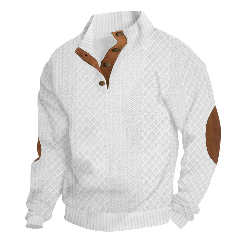 Men's Stand Collar Jacquard Knit Sweatshirt | Long Sleeve Pullover