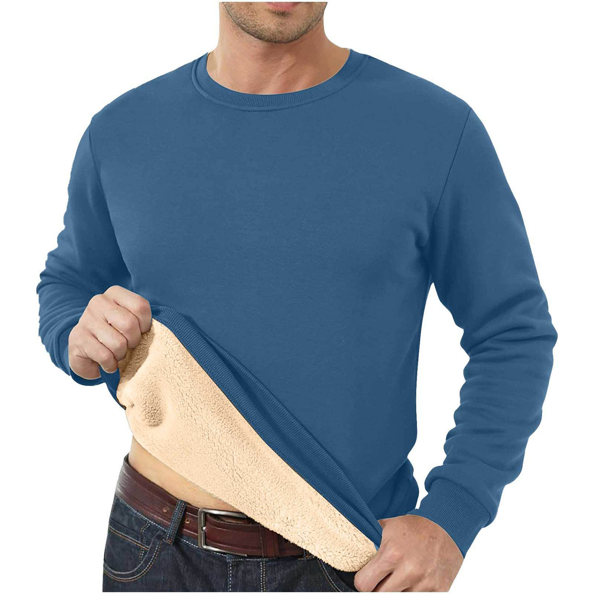 Men's Sherpa Fleece Lined Crewneck Sweatshirt - Thick Warm Loose Fit Winter Pullover, M-5XL