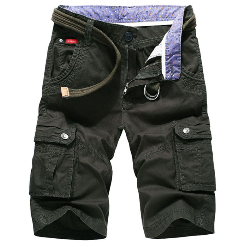 Safari Style Casual Multi-Pocket Summer Loose Men's Shorts (belt Not Included)