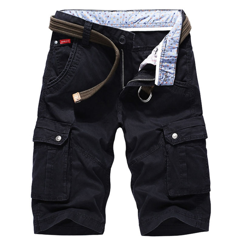 Safari Style Casual Multi-Pocket Summer Loose Men's Shorts (belt Not Included)