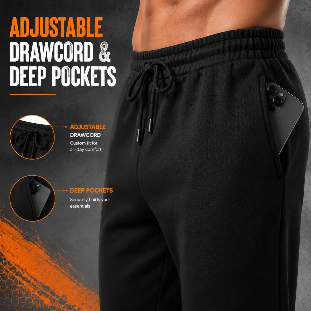 Men's Heavyweight Fleece Sweatpants 3-Pack Open Bottom Comfortable Fit