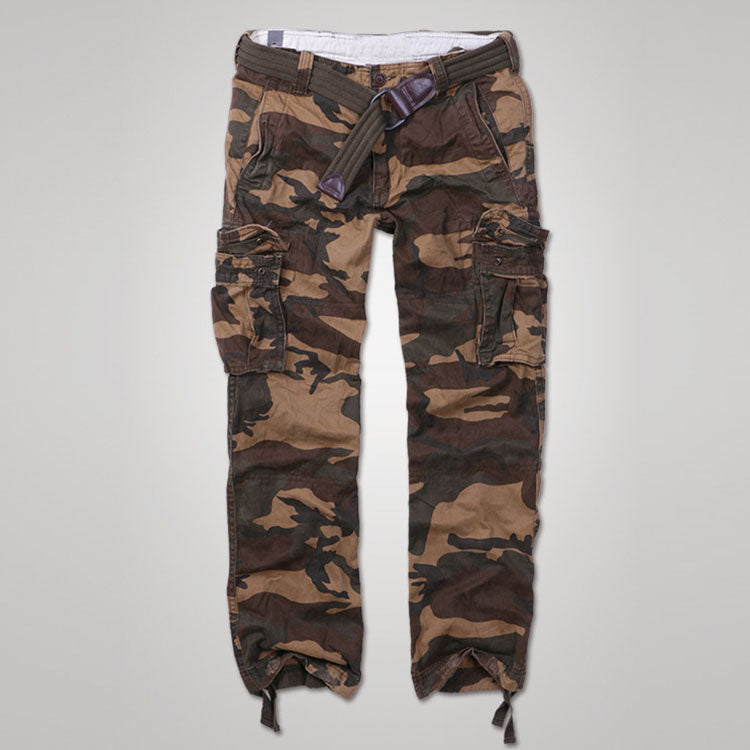 Casual Camo Military Multi-pocket Men's Straight Pants, pocket detail