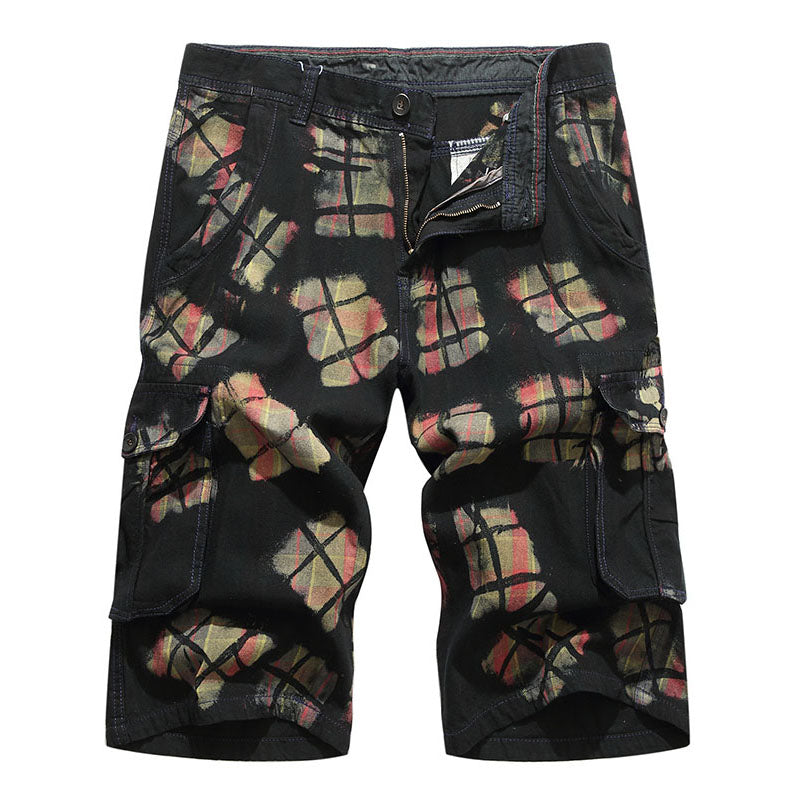 Men's Casual Fashion Camo Multi-Pocket Shorts, waist detail