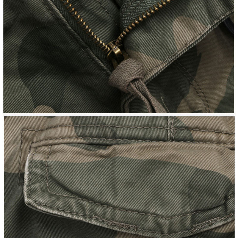 Casual Camo Military Multi-pocket Men's Straight Pants, full-length view