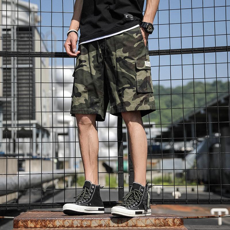 Men's Plus Size Camo Cargo Shorts, pocket detail