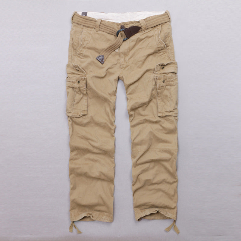 Casual Camo Military Multi-pocket Men's Straight Pants, fabric detail