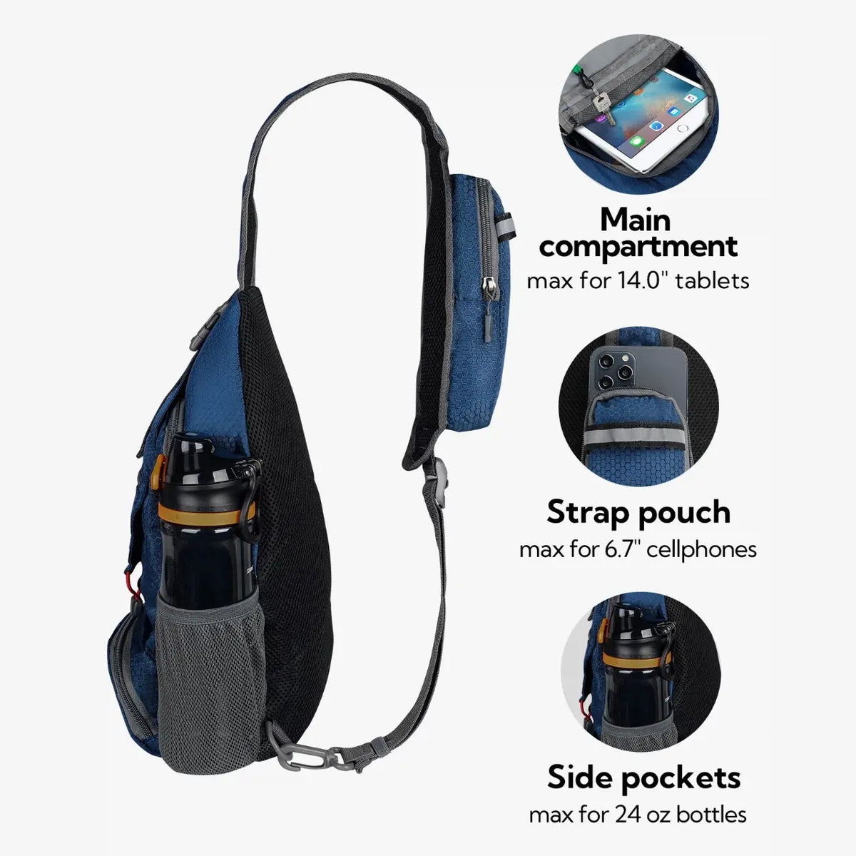 Packable Nylon Sling Backpack – Lightweight Crossbody Chest Bag for Hiking & Travel