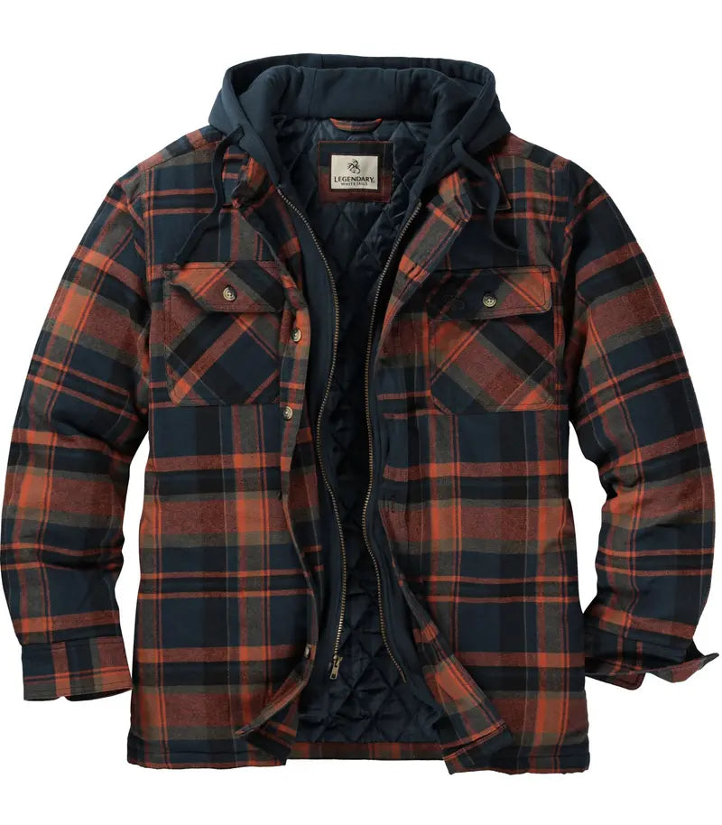 Men's Insulated Hooded Flannel Shirt Jacket – Quilted Lining, S–5XL