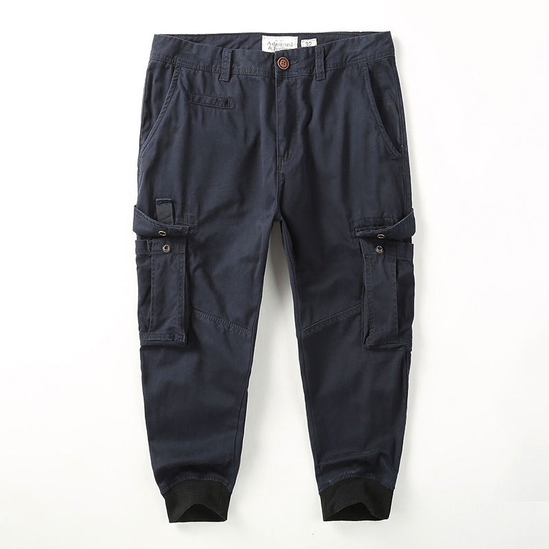 Men's Outdoor Cotton Loose Multi-Pocket Pants, worn lifestyle shot