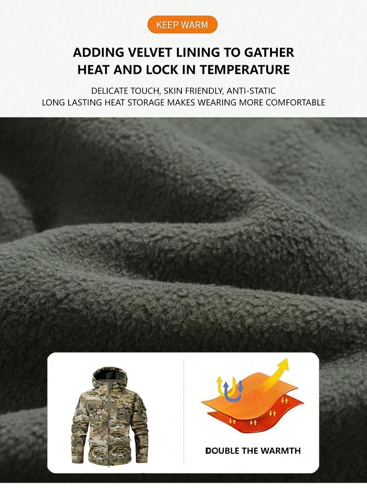 Men's Fleece-Lined Hooded Work Jacket – Water-Resistant Utility Coat with 9 Pockets