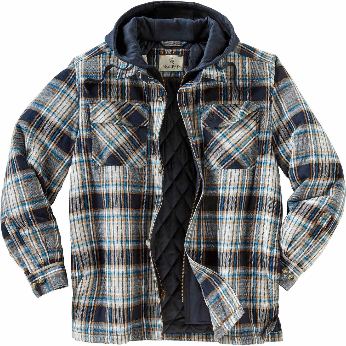 Men's Insulated Hooded Flannel Shirt Jacket – Quilted Lining, S–5XL
