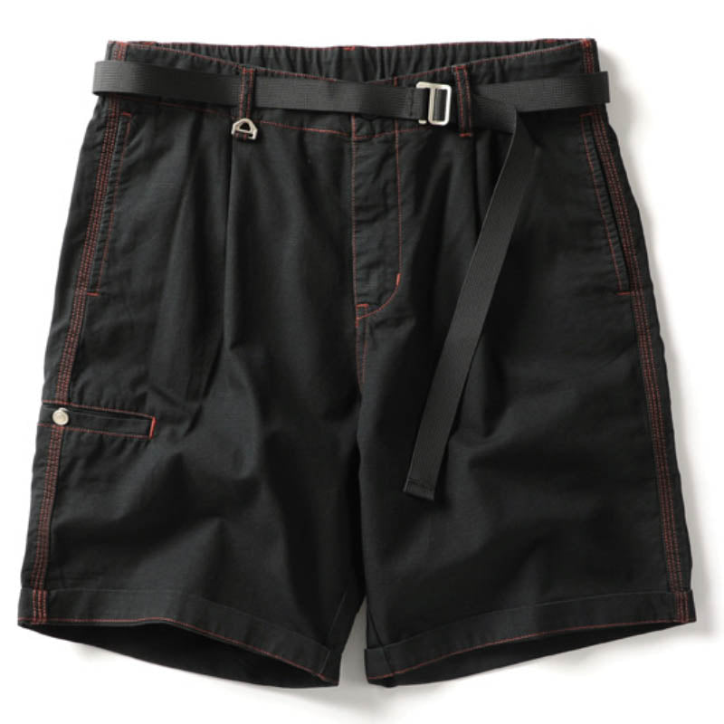 Men's Solid Color Washed Lightweight Shorts, close-up detail